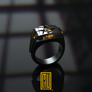 Ring with Amber Gemstone with "G"