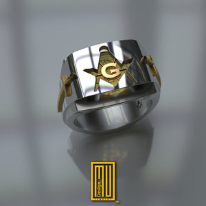 Ring with Amber Gemstone with "G"