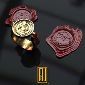 Masonic Ring With Two side Wax Seal Gold or Silver - Freemason Ring, Esoteric & Mystic Gift - Handmade Men's Jewelry