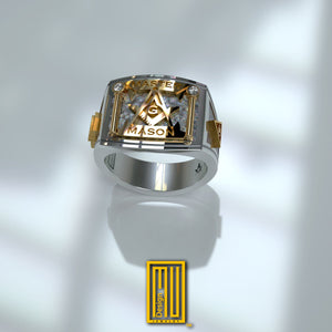 Masonic Ring Golden Tools With Diamond Option - Handmade Jewelry - Masonic Ring - Handmade Unique Esoteric Jewelry - Father Days Gift