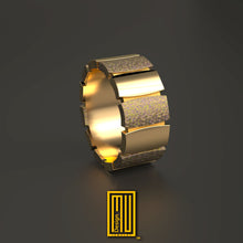 Band-Style Ring with Hammered White Gold and Polished Rose Gold - 14k Gold and 925k Sterling Silver Handmade Jewelry