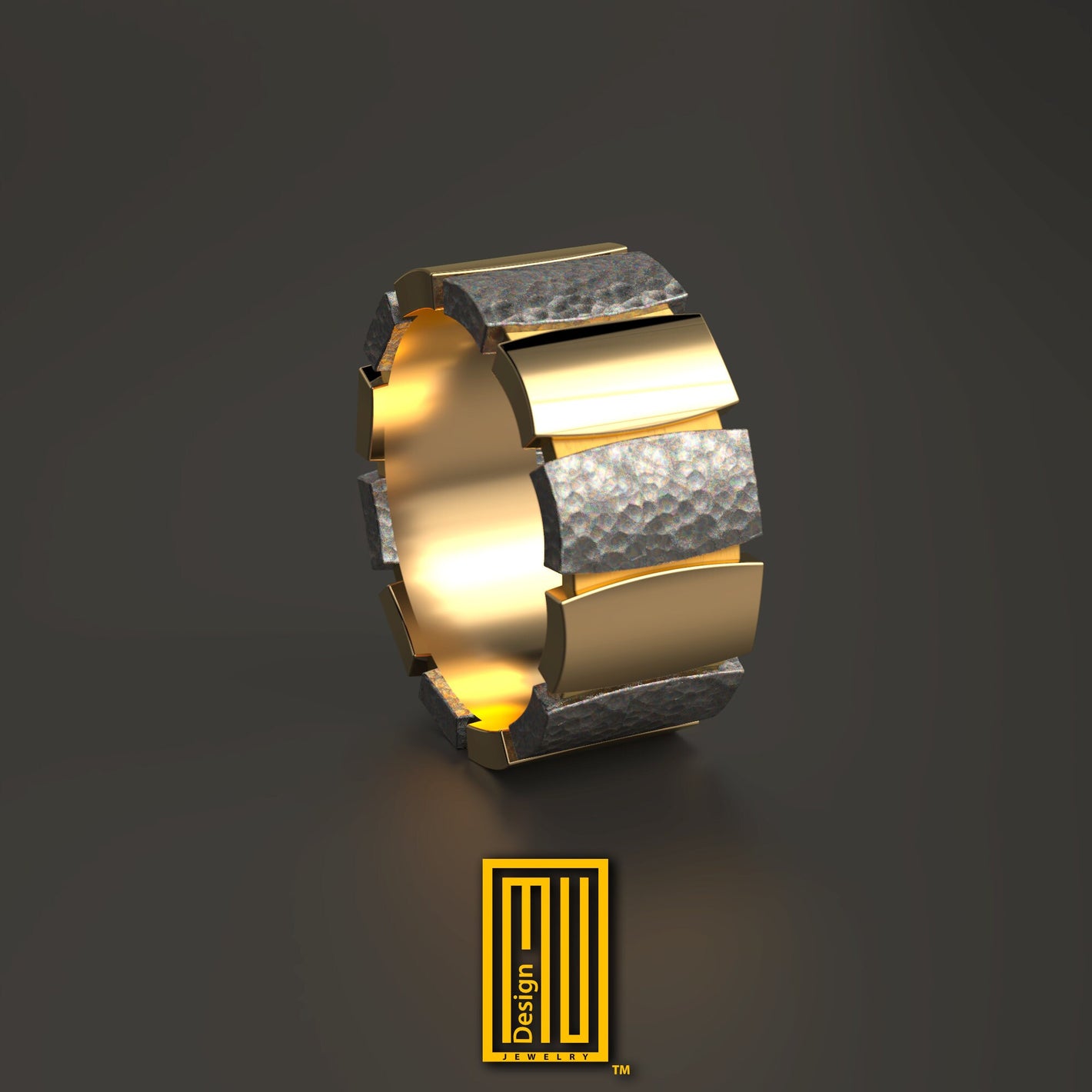 Band-Style Ring Hammered Effect