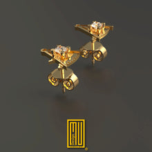 Past Master Earring with Diamond Single or Set - Handmade Jewelry, Masonic Design, Mystic Gift