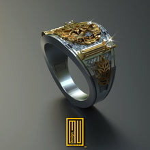 Past Grand Master Ring 14k Rose Gold, 925k Sterling Silver with Diamonds - Handmade Men's Ring