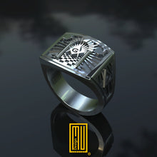 Solomon's Temple Archway Ring 925k Sterling Silver - Freemason Signet Ring, Handmade Men's Jewelry