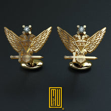 Golden Cufflinks Double Headed Eagle with Diamonds - Handmade Jewelry, Custom Design, Unique Gift