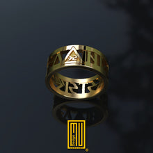 Masonic Ring With 32nd Degree Symbols, 14k Gold or Silver -  Handmade Men's Jewelry