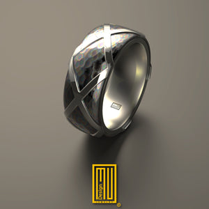 Ring With Five X - With Wheel Effect -  Handmade Jewelry, Fidget Ring