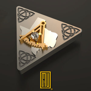 Collar Tips With Golden Past Master Symbol and Diamond