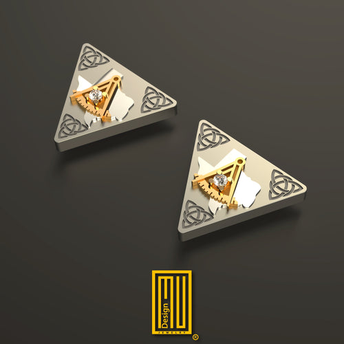 Collar Tips With Golden Past Master Symbol and Diamond