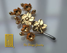 Forget Me Not Flowers Gold Brooch