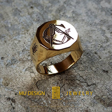 Minimalist Masonic Ring Gold or Sterling Silver, Fathers Day Gift, Fathers Day Jewelry