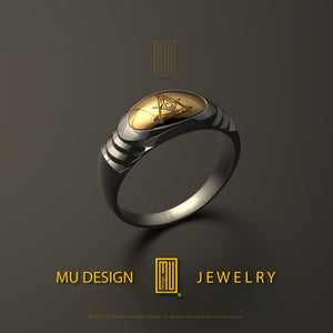 Past Master Ring with 3 Stairs Symbol
