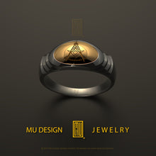 Past Master Ring with 3 Stairs Symbol for Slim Fingers - Freemason Signet Jewelry - Esoteric & Mystic Gift