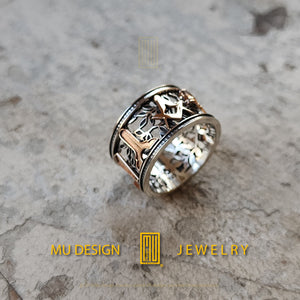 Masonic Ring With 14k Gold Working Tools