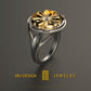 Flower Ring Solid 14k White and Rose Gold