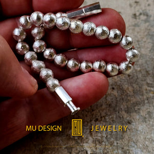 Bracelet 925k Solid Sterling Silver with Hammer Effect Finish - Handmade Jewelry, Unique Gift