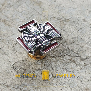 Scottish Rite 30th Degree Lapel Pin -  Sterling Silver Jewelry, Handmade Design, Personalized Gift