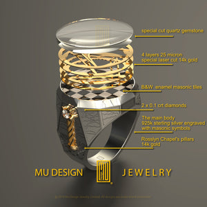 Dodecagon Shape Ring Special Cut Quartz Gemstone Sterling Silver, Handmade Men's Jewelry