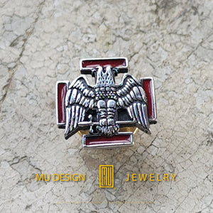 Scottish Rite 30th Degree Lapel Pin -  Sterling Silver Jewelry, Handmade Design, Personalized Gift