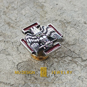 Scottish Rite 30th Degree Lapel Pin -  Sterling Silver Jewelry, Handmade Design, Personalized Gift