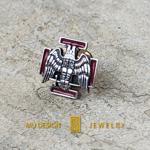 Scottish Rite 30th Degree Lapel Pin -  Sterling Silver Jewelry, Handmade Design, Personalized Gift