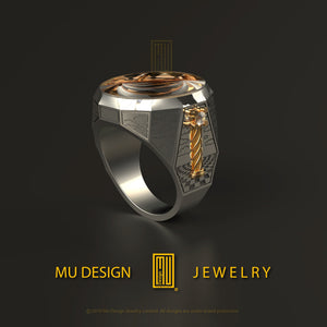 Dodecagon Shape Ring Special Cut Quartz Gemstone Sterling Silver, Handmade Men's Jewelry
