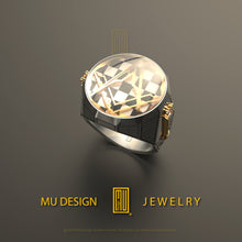 Dodecagon Shape Ring Special Cut Quartz Gemstone Sterling Silver, Handmade Men's Jewelry