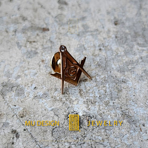 Master Degree Lapel Pin with G -14k gold or silver Handmade Men's Jewelry, Masonic Design and Unique Gift