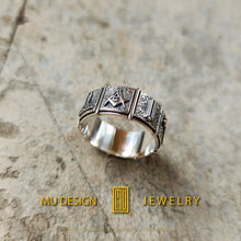 Masonic Ring Made With Gold and Silver - Array of Masonic Tools -  Handmade Men's Jewelry
