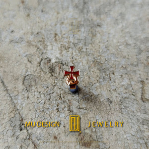 Knights of Templar Earring with Red Eanamel