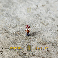 Knights of Templar Earring 14k, 18k or 925k Sterling Silver with Red Enamel Single or Set - Masonic Design & Handmade Jewelry