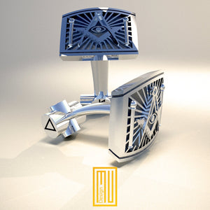 Masonic Cufflinks Sterling Silver With All Seeing Eye - Freemason Jewelry, Handmade Design, Personalized Cufflinks