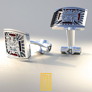 Scottish Rite 30th Degree Masonic Cufflinks - 925K Solid Silver, Personalized Jewelry, Masonic Gift