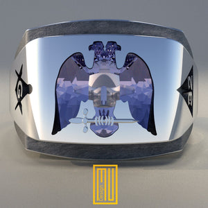 AASR 32nd Degree Masonic Ring with Amethyst Gemstone -  Handmade Men's Jewelry, Unique Diamond Ring, Statement Ring