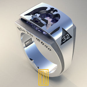 AASR 32nd Degree Ring with Amethyst Gemstone