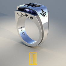AASR 32nd Degree Masonic Ring with Amethyst Gemstone -  Handmade Men's Jewelry, Unique Diamond Ring, Statement Ring