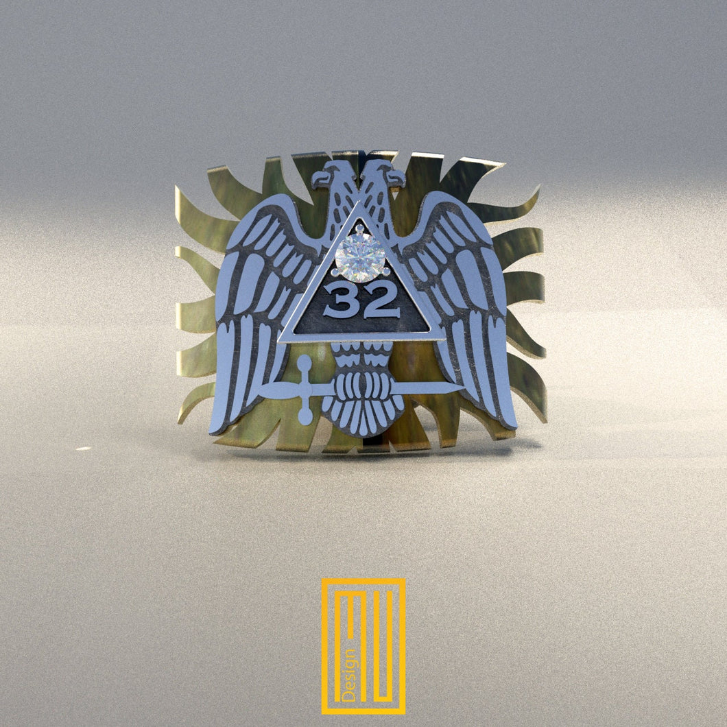 Lapel Pin for Scottish Rite 32nd Degree - Handmade Jewelry, Masonic Design, Mystic Gift