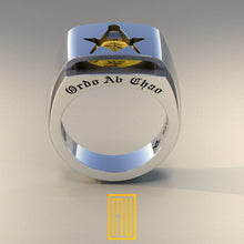 Masonic Ring with Amber Gemstone 925k Sterling Silver - Freemason Signet Ring - Handmade Men's Jewelry