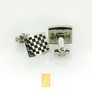 Masonic Tiles Cufflinks Sterling Silver - Handmade Men's Jewelry, Masonic Gift, Unique Gift