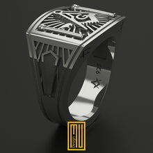 Masonic Ring 925K Solid Sterling Silver and Brass- Freemason Signet Ring, Handmade Men's Jewelry - Esoteric & Mystic Gift