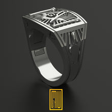 Masonic Ring 925K Solid Sterling Silver and Brass- Freemason Signet Ring, Handmade Men's Jewelry - Esoteric & Mystic Gift