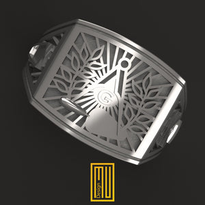 Masonic Ring 925K Solid Sterling Silver - Freemason Signet Ring, Handmade Men's Jewelry - Esoteric & Mystic Gift