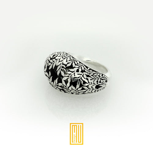 Acacia Dome Ring 925K Sterling Silver - Handmade Women's Jewelry, Unique Silver Ring, Anniversary Ring