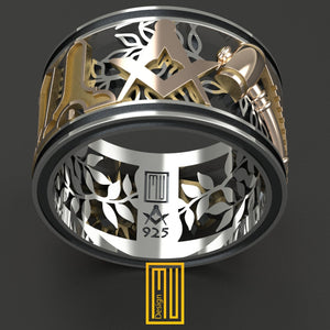 Masonic Ring With 14k Gold Working Tools