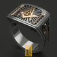 Masonic Ring 14k Rose Gold Tools with Diamonds - Freemason Signet Ring, Handmade Men's Jewelry
