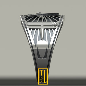 Band Style Masonic Ring with Diamond - 925K Sterling Silver, Handmade Men's Jewelry