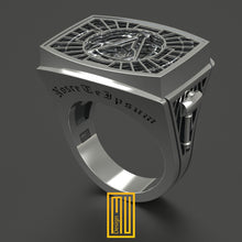 Past Master Masonic Ring 925K Sterling Silver -  Black Rhodium Plated - Freemason Handmade Man's Ring