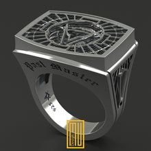 Past Master Masonic Ring 925K Sterling Silver -  Black Rhodium Plated - Freemason Handmade Man's Ring