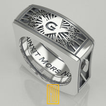 Masonic Ring Square Style - Handmade Men's Jewelry, Freemason Ring, Esoteric & Mystic Gift
